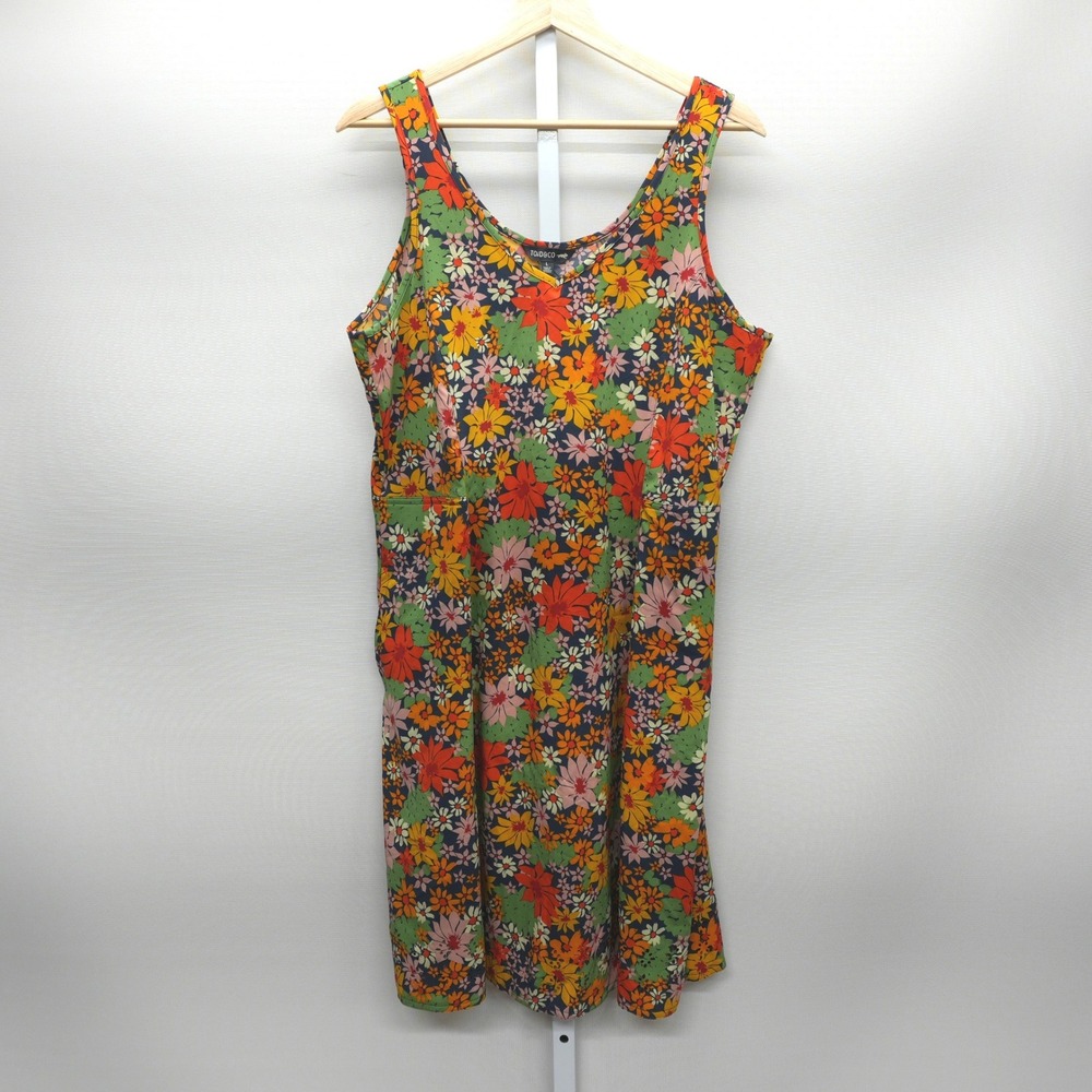 Toad&Co Womens Large Floral Sleeveless V-Neck Sundress Multi-Color Pockets
